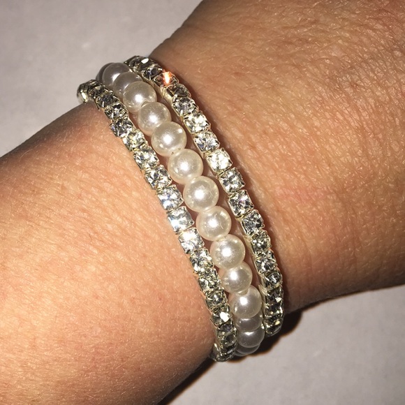 Jewelry - CZ and pearl wrap bracelet